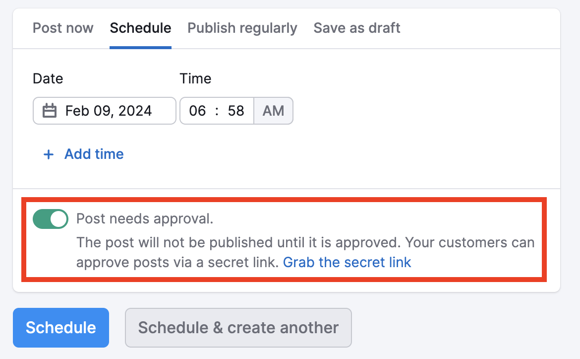 Social Media Poster approve a post switch